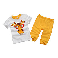 Minizone M1044 宝宝短袖七分裤套装 橙衫狮子 90cm
