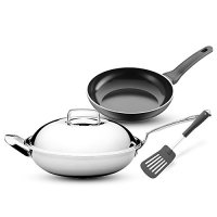 WMF 福腾宝 不锈钢中华炒锅32cm+不粘煎锅28cm+硅胶铲
