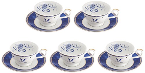NARUMI 鸣海制陶 40721-32304 茶杯&杯碟 200ml*5组 靛蓝色