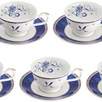 NARUMI 鸣海制陶 40721-32304 茶杯&杯碟 200ml*5组 靛蓝色
