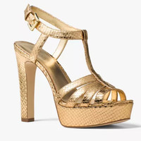 MICHAEL KORS 迈克·科尔斯 Catalina Metallic 女士高跟凉鞋