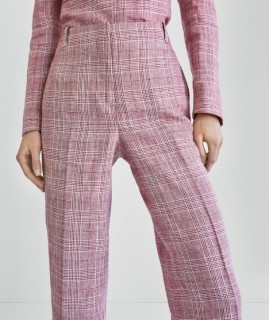 Massimo Dutti 05046554645 女士及踝版格纹亚麻西装长裤