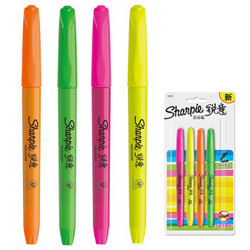 Sharpie 锐意 荧光笔窄斜笔头 粉+黄+橙+绿 4支装