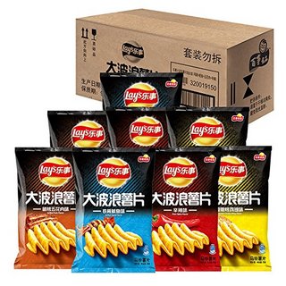 Lay's 乐事 大波浪混合口味(鸡翅+鱿鱼+五花肉+辛辣) (70g*8包、箱装)