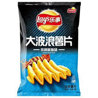 Lay's 乐事 大波浪混合口味(鸡翅+鱿鱼+五花肉+辛辣) (70g*8包、箱装)