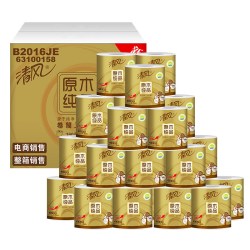 清风 原木金装 卷纸 4层160g*24卷 *2件