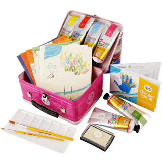Joan Miro 美乐  JM01504 女孩手指画颜料礼盒套装 手提箱装（粉色）6色