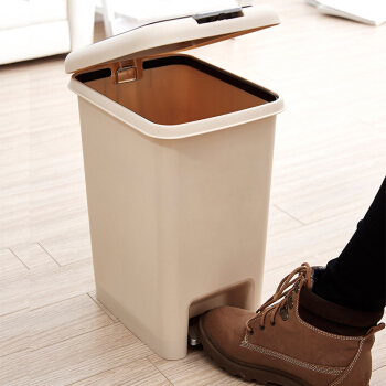 加品惠 JY-0648 脚踏式垃圾桶 (米色、10L)