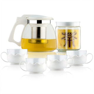 金熊 玻璃茶壶 六件套装 (900ML)一壶四杯一茶叶罐