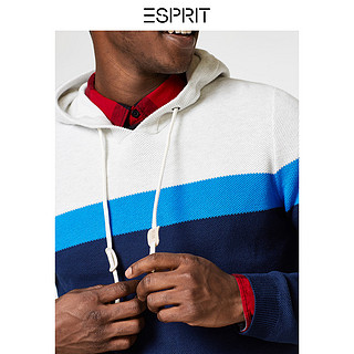  ESPRIT EDC 028CC2I007 男士三色拼接连帽针织衫 (深海蓝、170/88A)