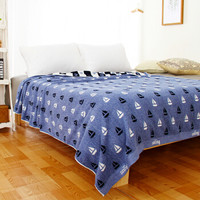 SANLI 三利 纯棉色织提花毛巾被 绀青色 160*200cm