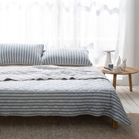 DAPU 大朴 纯棉针织条纹夏凉被 灰蓝条纹 200*230cm