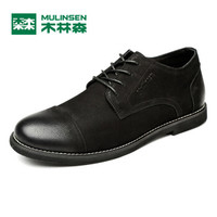 MULINSEN 木林森 SL77330 男士英伦磨砂皮鞋 黑色 43