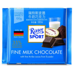 瑞特斯波德 RitterSport 牛奶巧克力 100g *7件