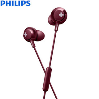 PHILIPS 飞利浦 Bass+ SHE4305 入耳式耳机 枣红色