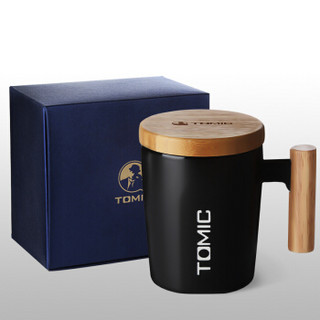 TOMIC 特美刻 马克杯带盖咖啡杯子情侣陶瓷杯牛奶杯水杯随手茶杯TCL1329黑色