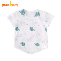 pureborn 博睿恩 女宝宝短袖T恤 (几何图案、90cm)