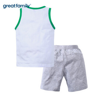 greatfamily 歌瑞家 男童背心短裤两件装 (白+灰色、110cm)
