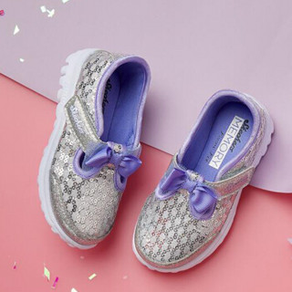 SKECHERS 斯凯奇 81154N-SLLV 女童轻质运动鞋  银色/薰衣草色 22.5码