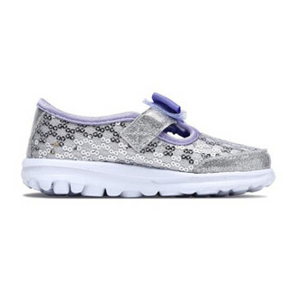 SKECHERS 斯凯奇 81154N-SLLV 女童轻质运动鞋  银色/薰衣草色 22.5码