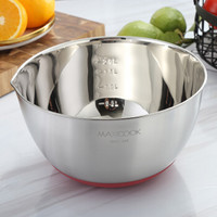 MAXCOOK 美厨 304不锈钢盆沙拉盆 加厚调料盆洗菜盆和面盆 带刻度21cm MCWA661