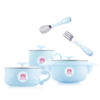 Baby elephant 红色小象 婴童不锈钢餐具 (五件套、蓝色)