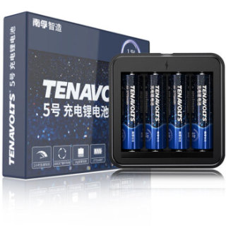 南孚(NANFU)5号充电锂电池4粒套装 1.5V恒压快充 TENAVOLTS USB充电 适用游戏手柄/吸奶器/鼠标等 AA五号
