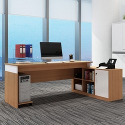 美宜德曼 老板桌职员办公桌 橡木色 1.6米L型 *2件