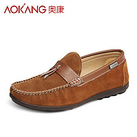  AOKANG 奥康 185119029 男士反绒豆豆鞋  (棕色、43)