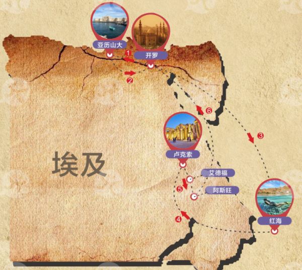 上海-埃及开罗+卢克索+红海+亚历山大+阿斯旺11天9晚跟团游(红海2天自由活动)