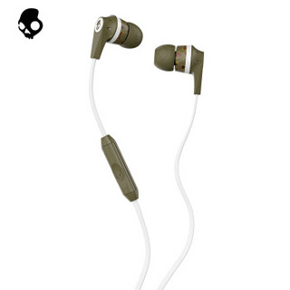 骷髅头（Skullcandy）INKD 2.0 立体声入耳式耳机 手机耳机 电脑游戏耳机 带麦可通话 苹果安卓通用 军绿色