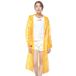 捷昇(JIESHENG) 半透明户外加厚非一次性雨衣男女通用旅游雨鞋套便携长款风衣式雨披 橙黄色条纹款