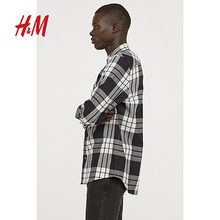  H&M HM0690115 男士法兰绒格纹衬衫 (绿色、XXL)