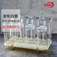 青苹果单层玻璃水杯茶杯套装家用9件套杯子*8+沥水架*1 60138/L9DS