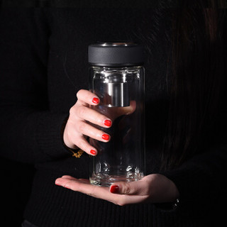 WANXIANG 万象 玻璃杯V21L商务办公泡茶杯礼盒装410ML双层高硼硅家用便携水杯