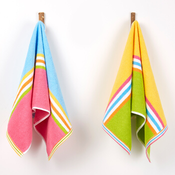 孚日洁玉 纯棉毛巾礼盒装 米兰春天洗脸巾2条装 33*70cm 蓝 黄 *5件