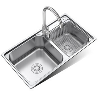 Micoe 四季沐歌 四季沐歌（MICOE）M-B2005(78)-H 304不锈钢厨房水槽双槽套装 洗菜盆  水池 菜盆 洗碗槽