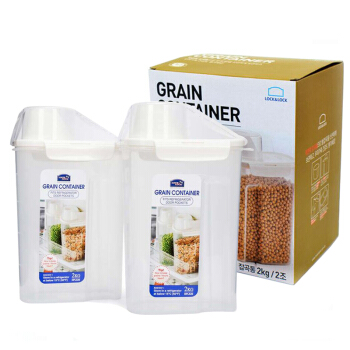 LOCK&LOCK 储物罐2件套装储米桶厨房装米面收纳箱密封五谷杂粮食储藏盒2KG*2