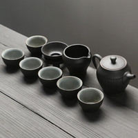 SUSHI CERAMICS 苏氏陶瓷 禅黑螺纹壶 茶具套装