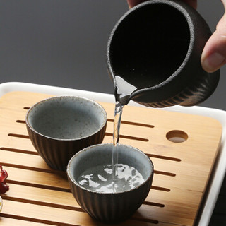 SUSHI CERAMICS 苏氏陶瓷 禅黑螺纹壶 茶具套装