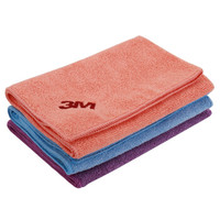 3M 洗车毛巾擦车布洗车布细纤维强吸水毛巾汽车用品 3条装40cm*40cm 颜色随机