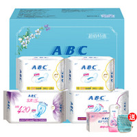 ABC 经期礼盒护理套装 （日用 16片+夜用 6片+护理液 50ml+湿巾 5片）赠布艺包