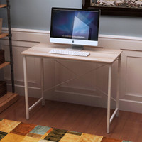 佰泽 D-19 钢木台式电脑桌 白架浅胡桃面
