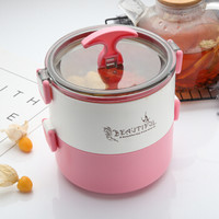 阳光飞歌 FX031 不锈钢便当盒 双层 1.8L 粉色