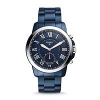 FOSSIL 化石 智能腕表系列 FTW1140 Q Nate 男士时尚智能表 蓝色钢链 44mm 蓝色 蓝色 不锈钢
