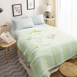 隽优 毛巾被 日式素色六层纱布纯棉毯子 单人午睡毯 夏季全棉空调毯夏凉被 绿色 150*200cm