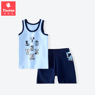 TINSINO 纤丝鸟 THY9121006 儿童背心套装 (彩色字母浅蓝、130、无袖+裤子)