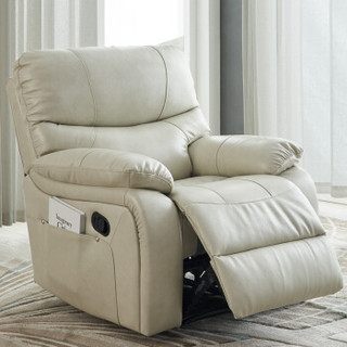 生活梦想家头等舱沙发 现代简约中小户型 真皮手动功能单椅 懒人沙发躺椅827-P-177135 多功能椅 灰白色