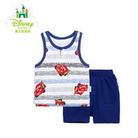 Disney 迪士尼 172T673 男宝宝纯棉条纹背心裤子两件套 (米白、73cm)