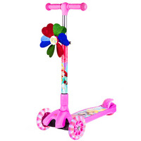 迪士尼(Disney)儿童滑板车1-2-3-6岁 四轮小孩滑滑车 可升降折叠闪光摇摆踏板车  01粉色公主